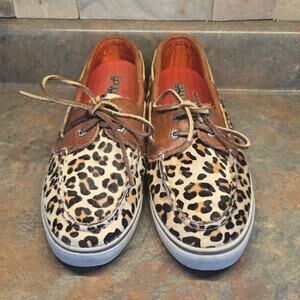 Sperry Leopard Print Flats with Brown Accents